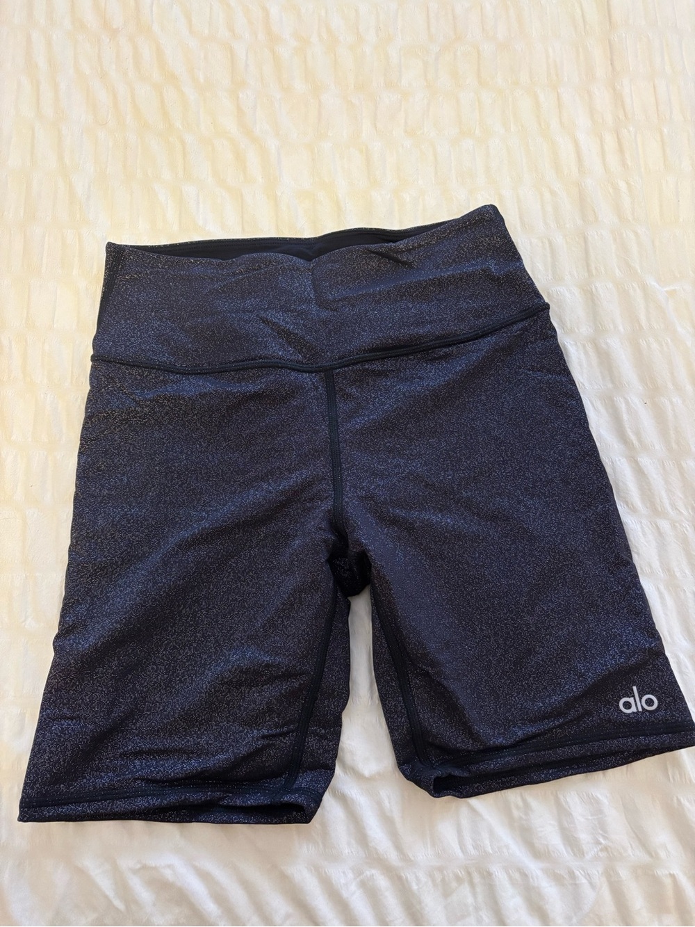 ALO Yoga Shimmery Black High-Rise Bike Shorts